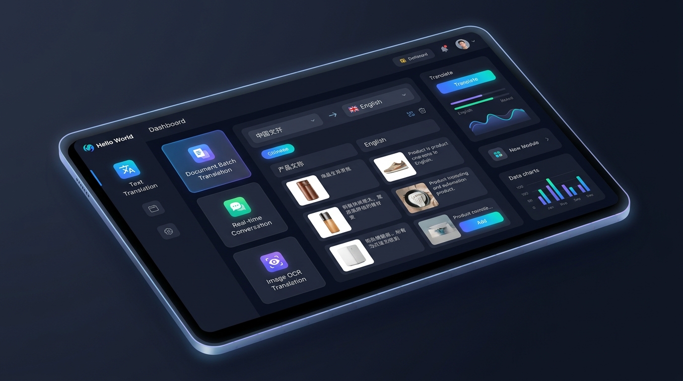 hello world翻译器四大核心功能模块界面展示