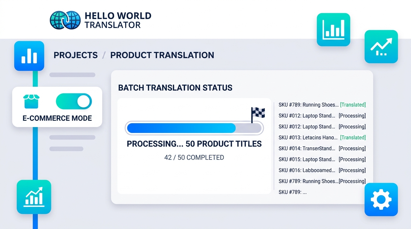 hello world翻译器电商模式批量翻译操作界面截图