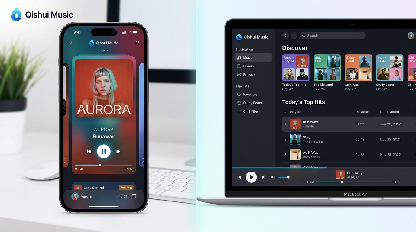 汽水音乐下载手机版与电脑版界面功能对比截图