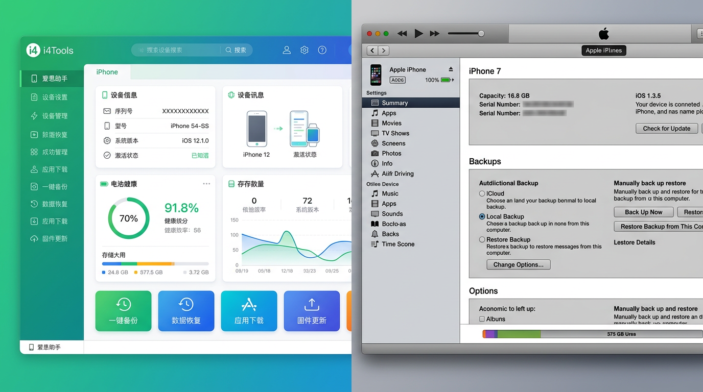 爱思助手与iTunes功能对比界面截图