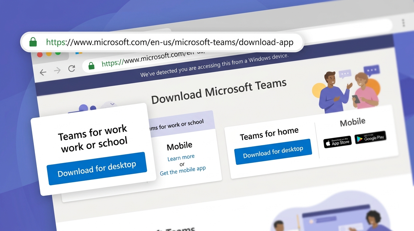 Teams下载官网页面截图展示操作系统选择和官方下载按钮