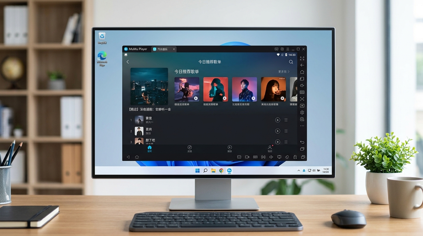 汽水音乐下载电脑版通过MuMu模拟器运行界面截图