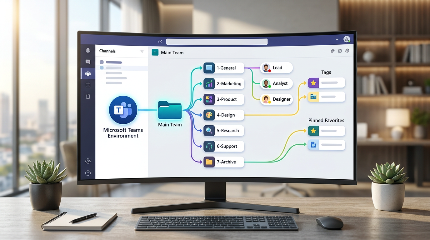 Microsoft Teams团队与频道搭建结构示意图