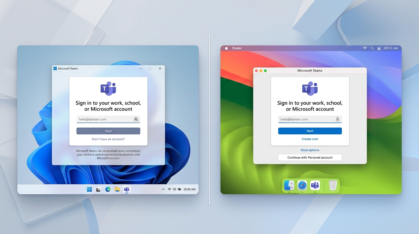 Teams 电脑版下载安装界面 Windows 与 macOS