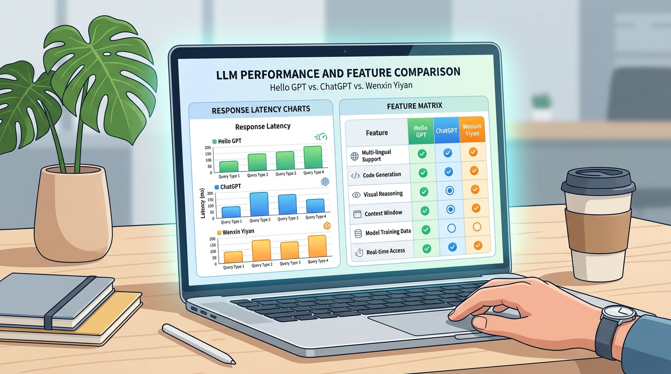 hello GPT 与 ChatGPT 文心一言功能对比图