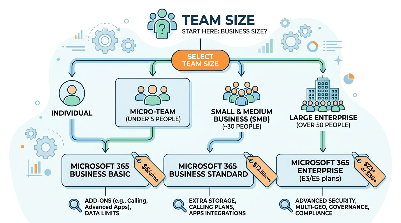 Teams下载版本选购决策树:按团队规模匹配订阅方案与隐性成本分析