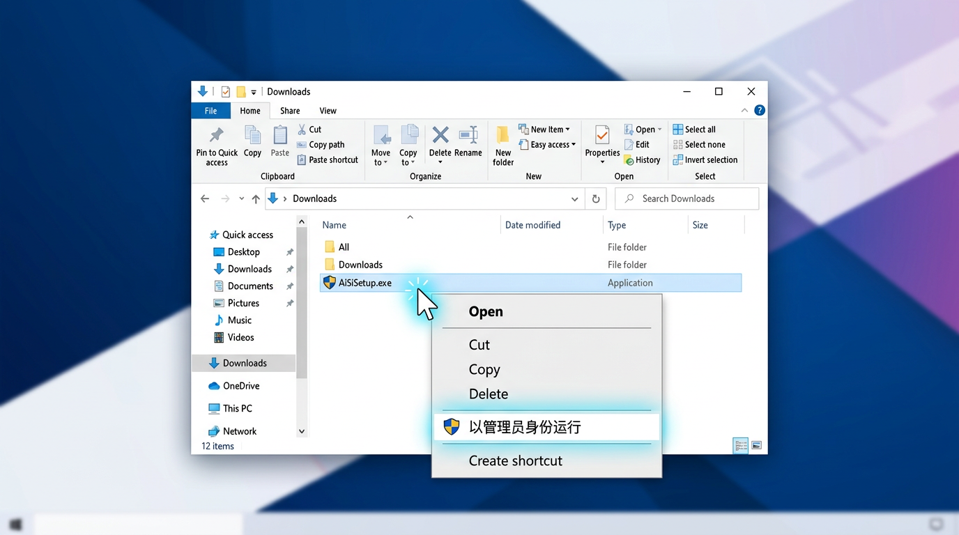 以管理员身份运行爱思助手安装程序