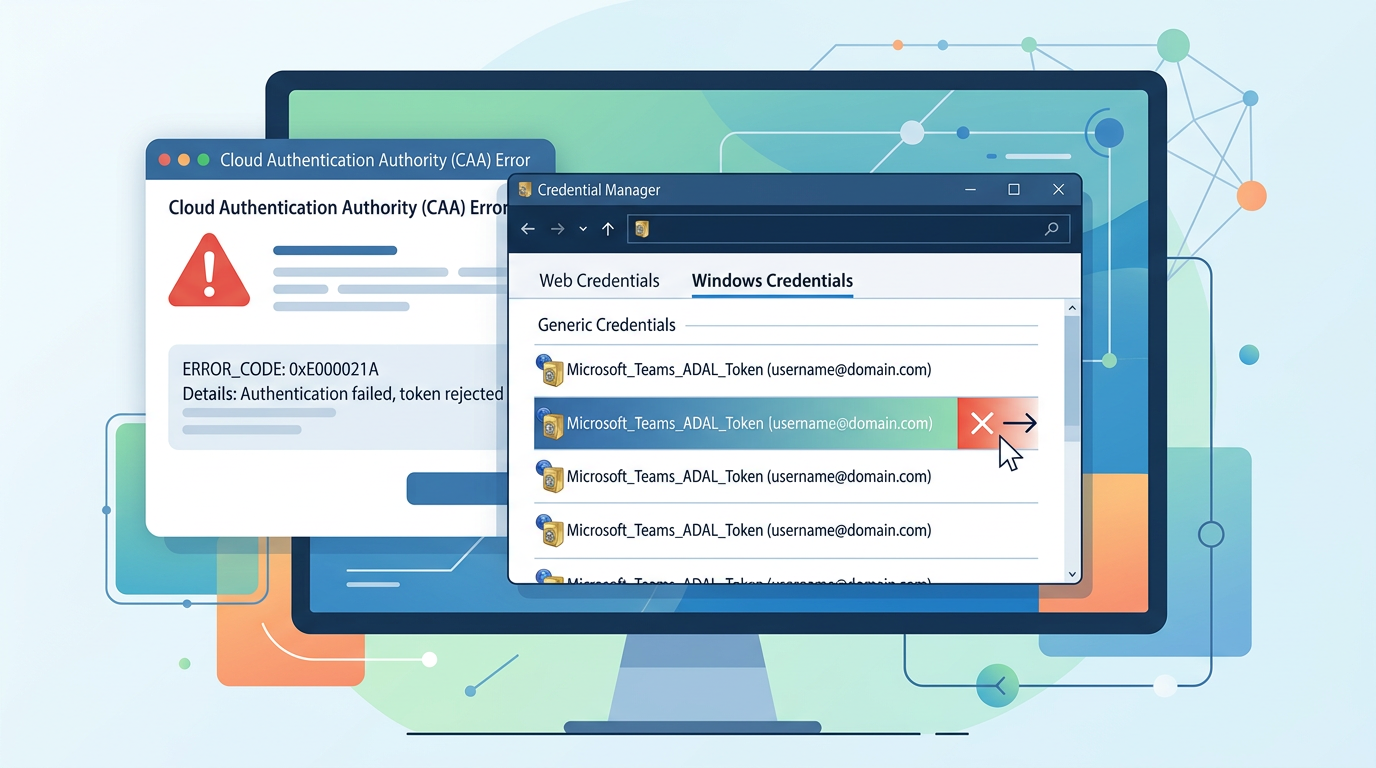 Teams登录CAA20004错误修复凭据管理器操作截图