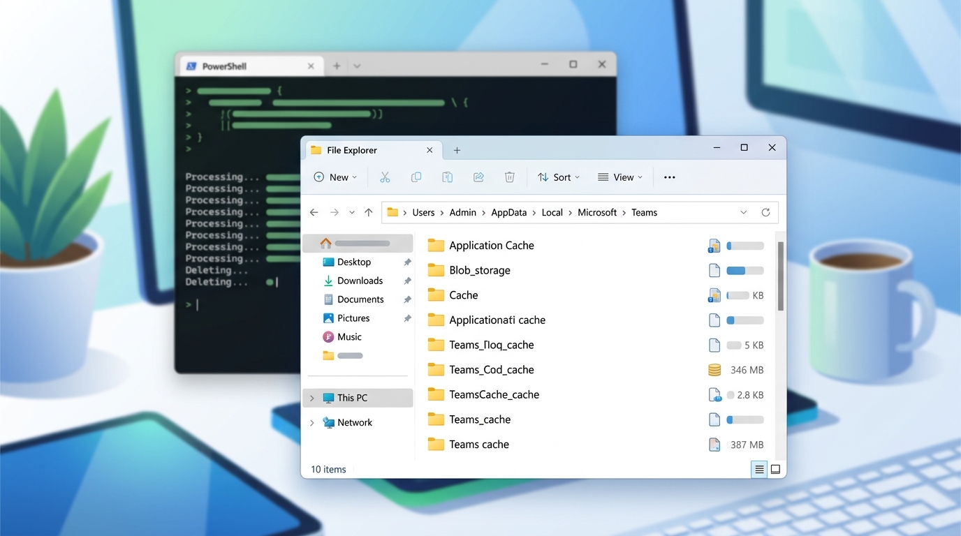 Teams缓存清理PowerShell脚本执行截图
