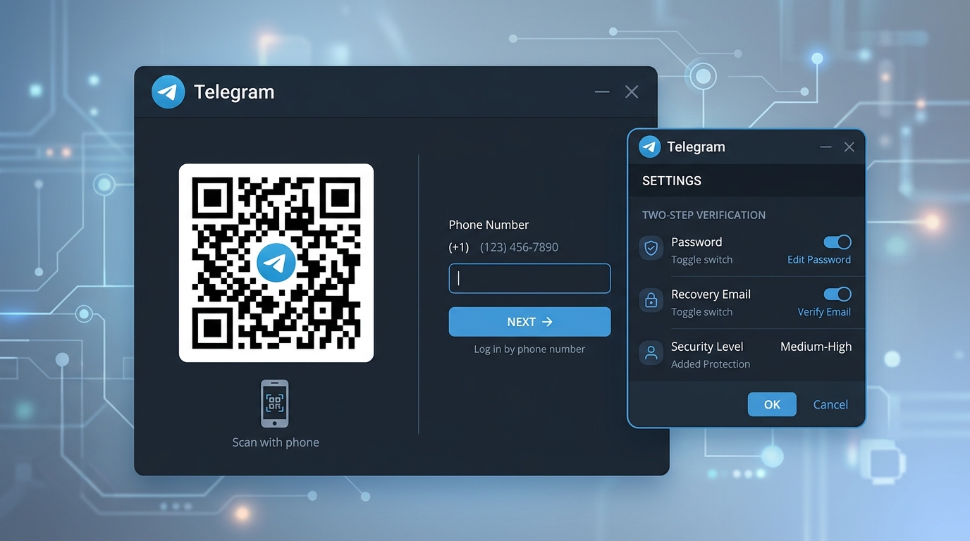telegram电脑版登录界面与两步验证密码设置