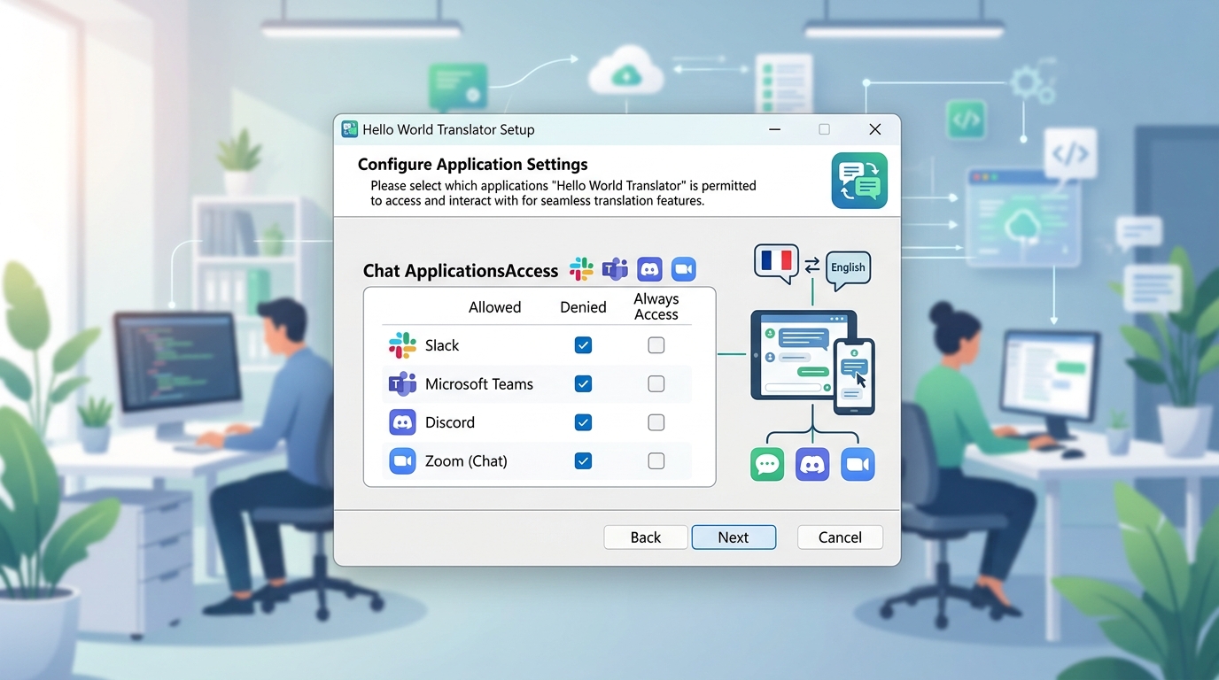 hello word 翻译器 Windows 版安装权限设置界面