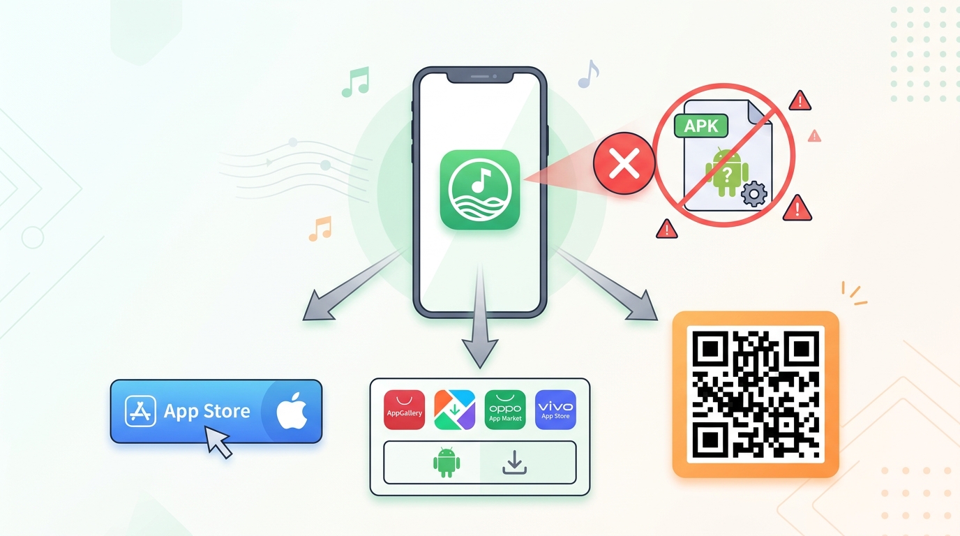 汽水音乐官网下载与三大正规渠道安装示意图