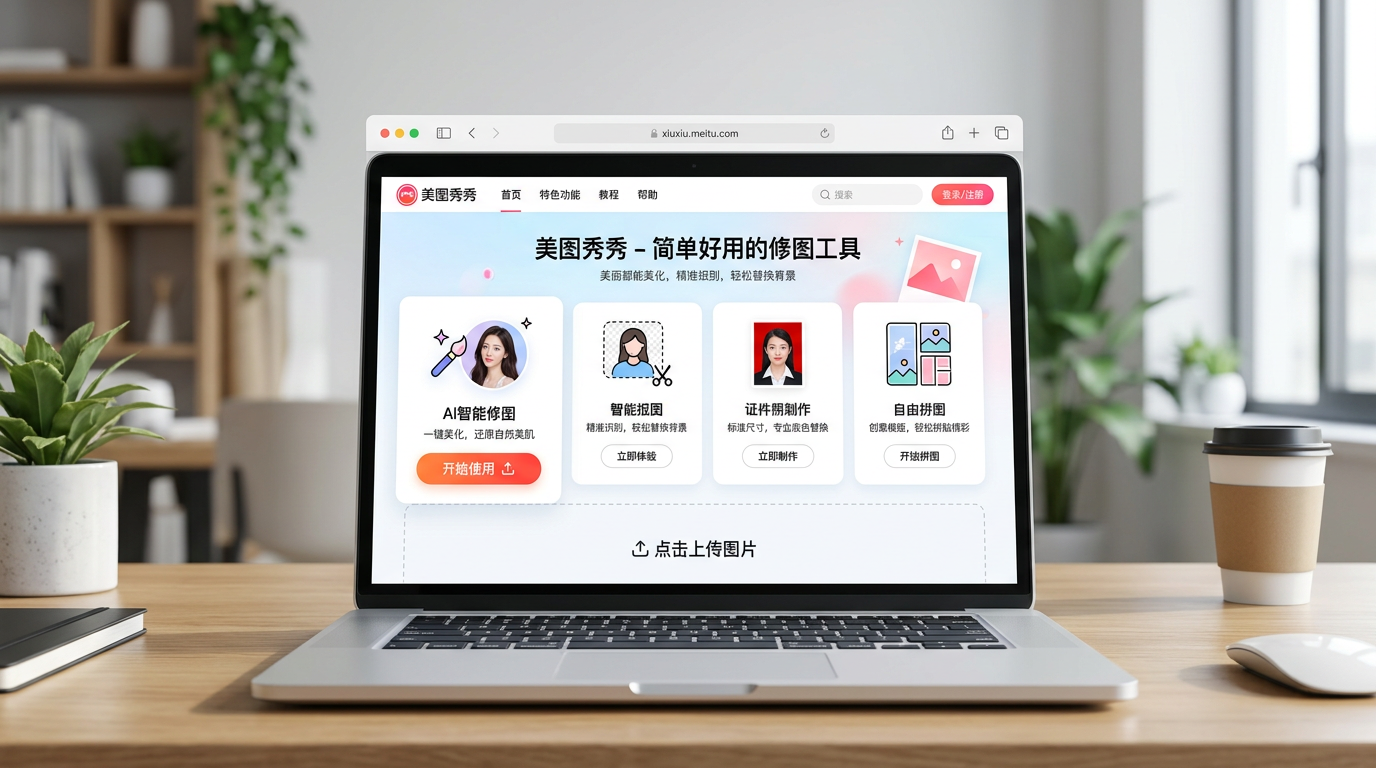 美图秀秀在线版官网入口首页四大核心功能模块截图