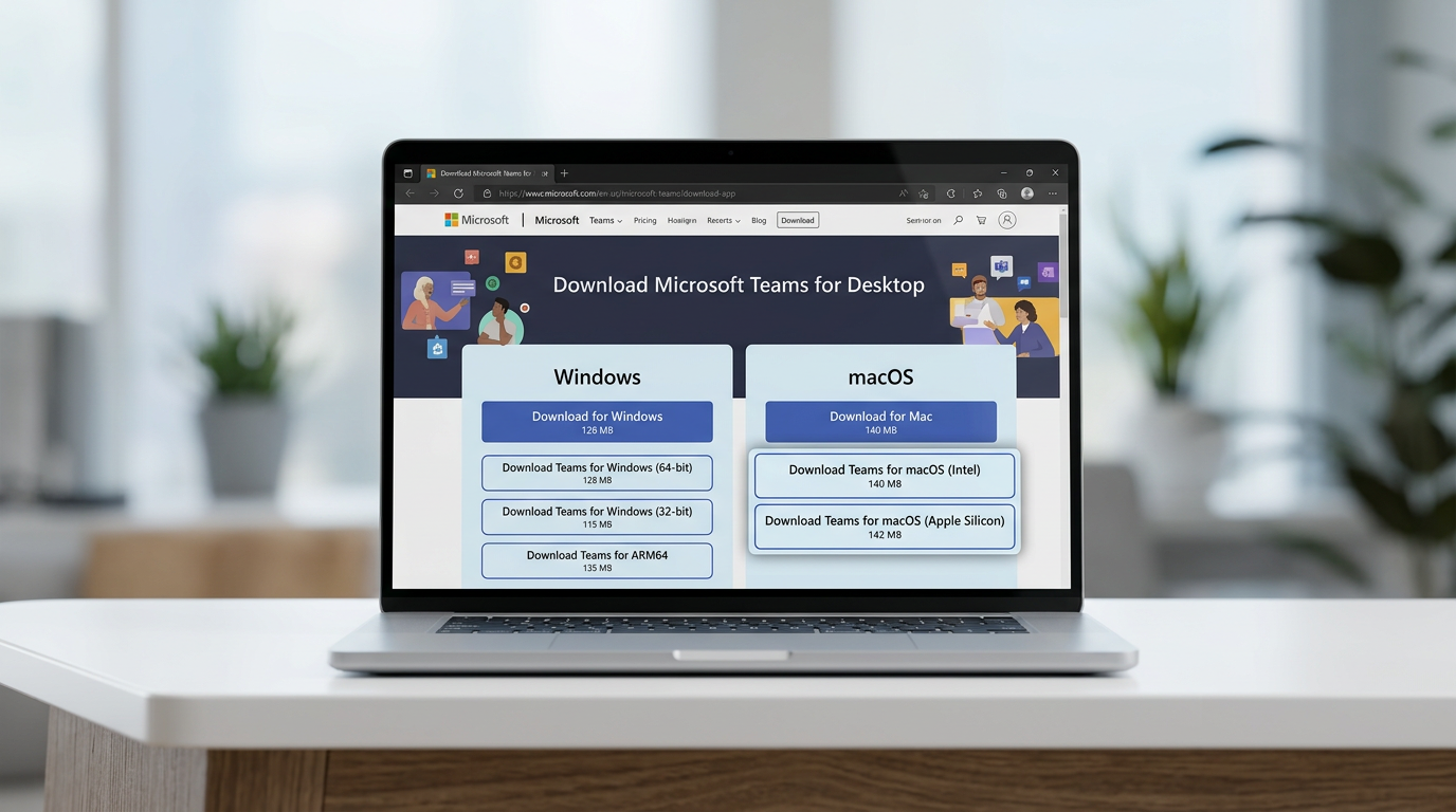 Teams电脑版Windows与Mac官方下载直链页面