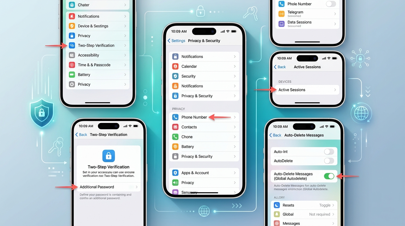 Telegram 账号安全设置四项必做配置截图