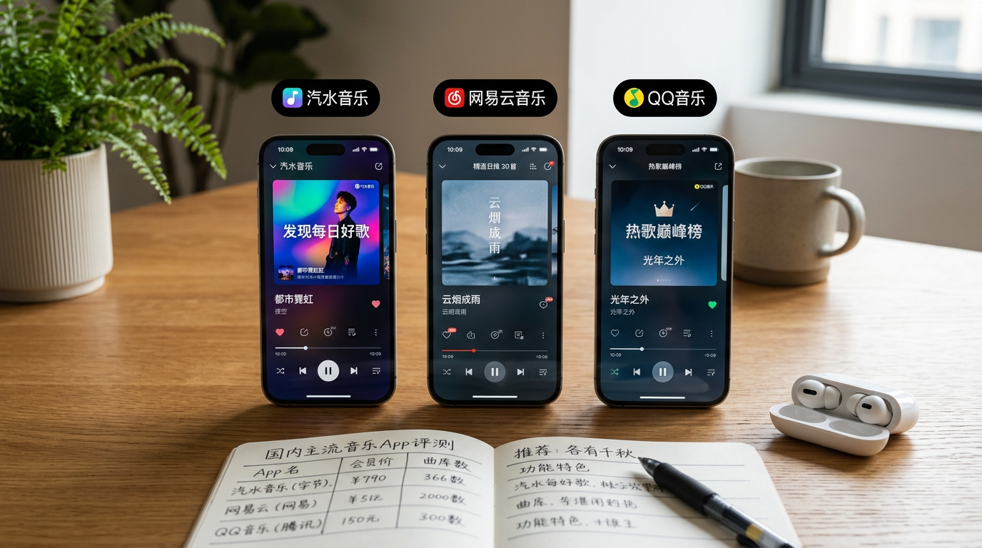 汽水音乐 vs 网易云 vs QQ音乐 四维实测对比实拍
