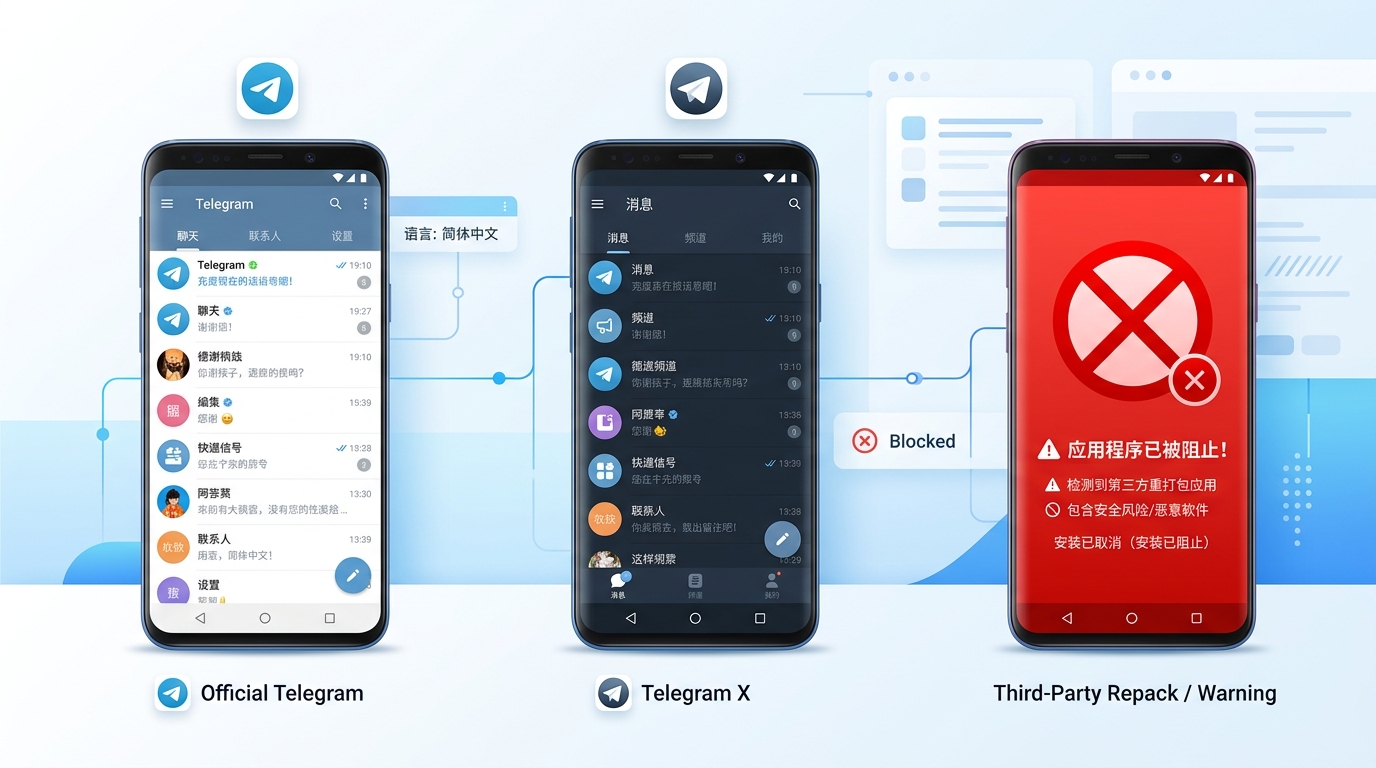 telegram下载中文版三种方案对比:官方语言包、Telegram X与第三方汉化安全风险