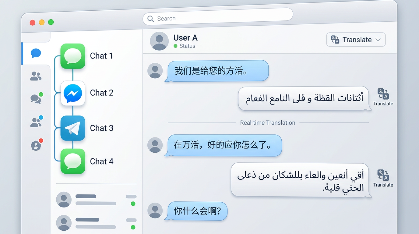 Hello GPT 跨境电商多账号聚合与实时翻译界面