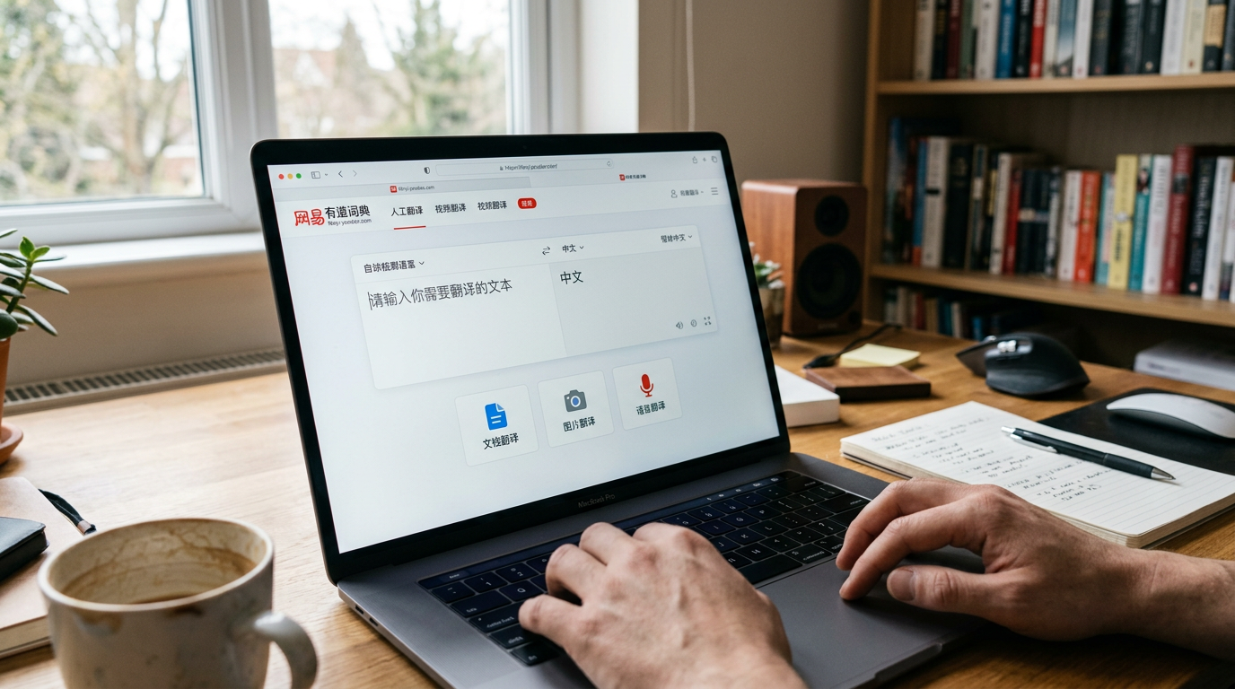 有道翻译官方网页入口 fanyi.youdao.com 界面截图