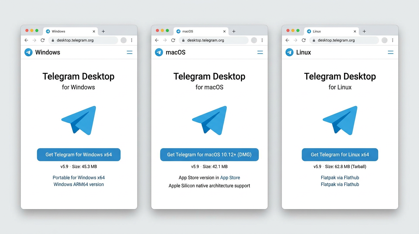 telegram电脑版官方中文下载入口Windows Mac Linux三端界面