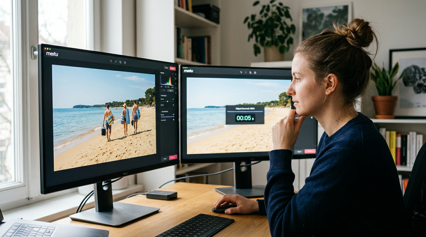 美图秀秀电脑版 AI 消除路人 4K 图实测耗时对比
