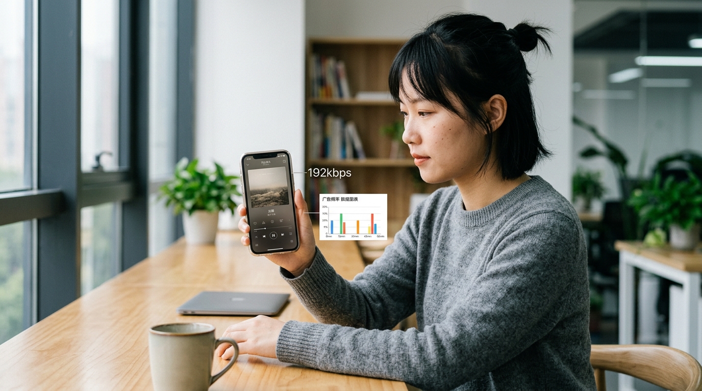 汽水音乐免费版广告频率与音质上限实测对比
