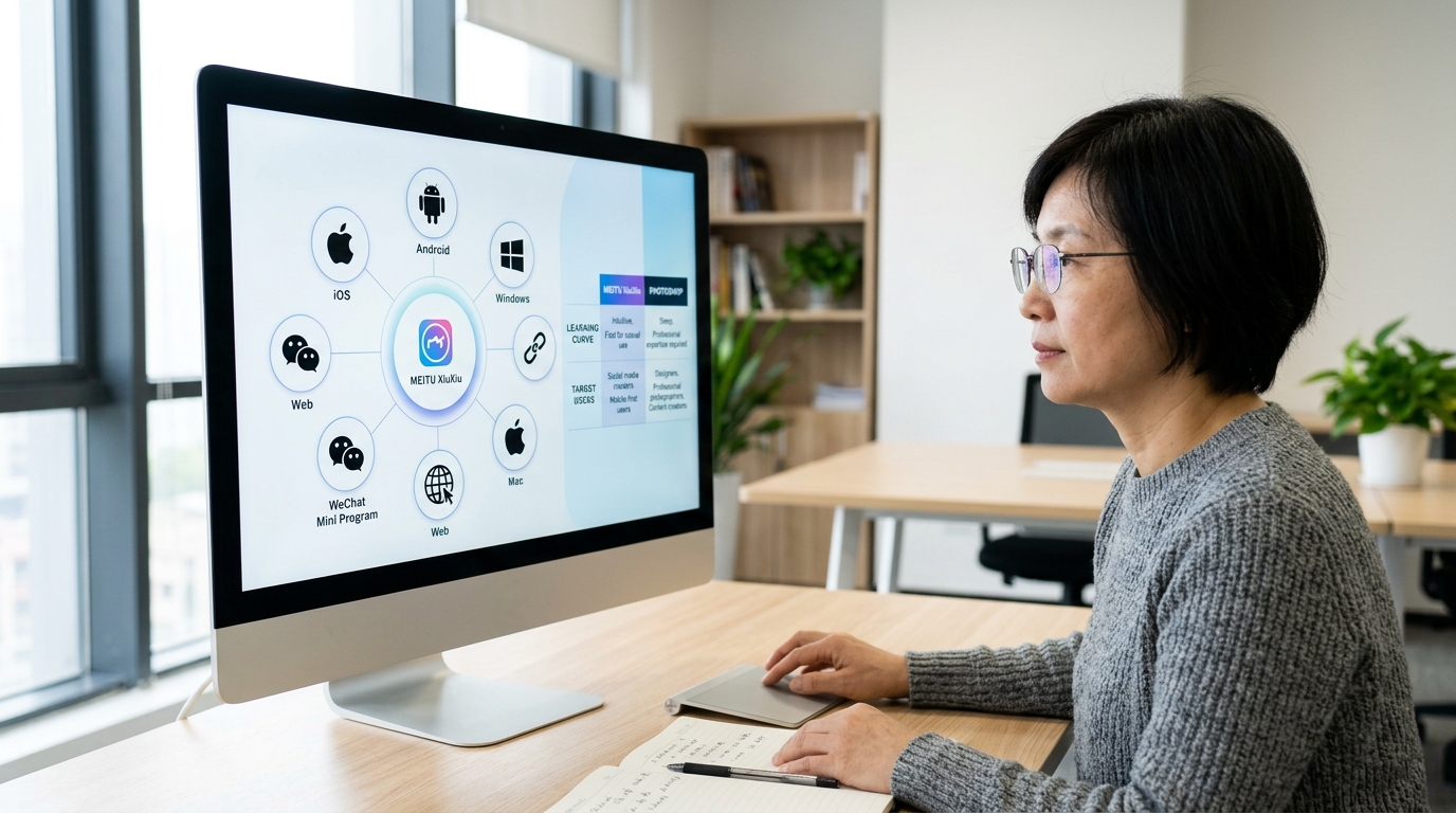 美图秀秀产品定位与多端覆盖示意图