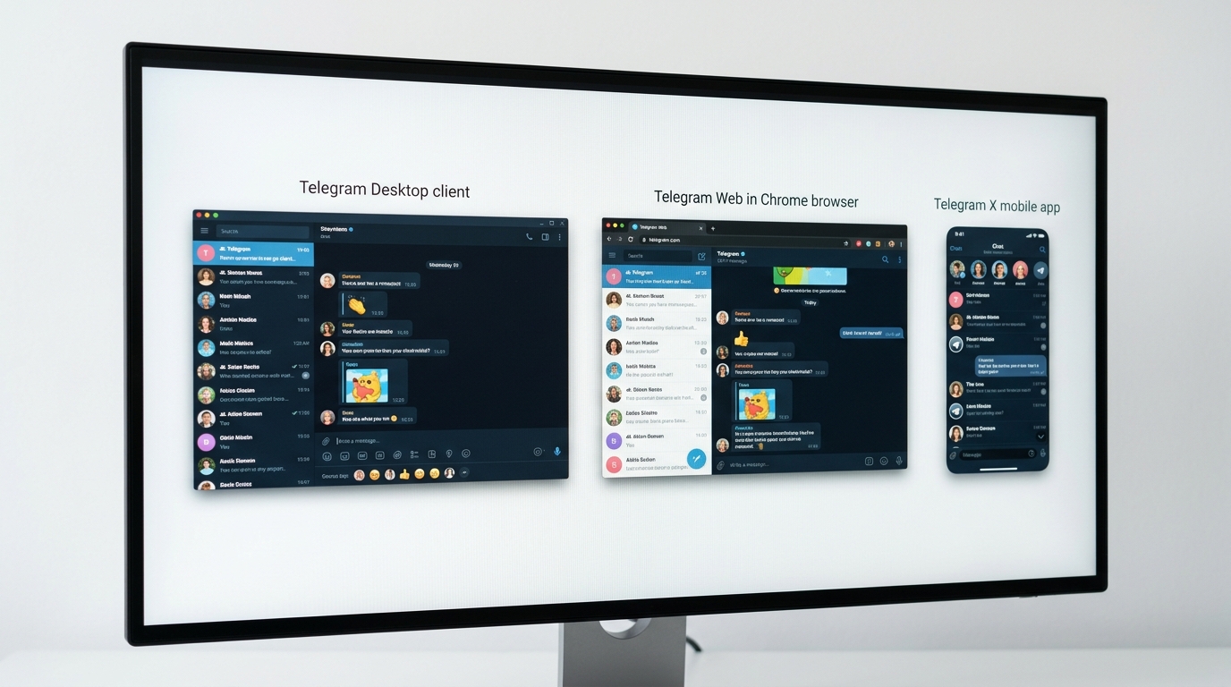 telegram电脑版Desktop Web与Telegram X三版本界面对比