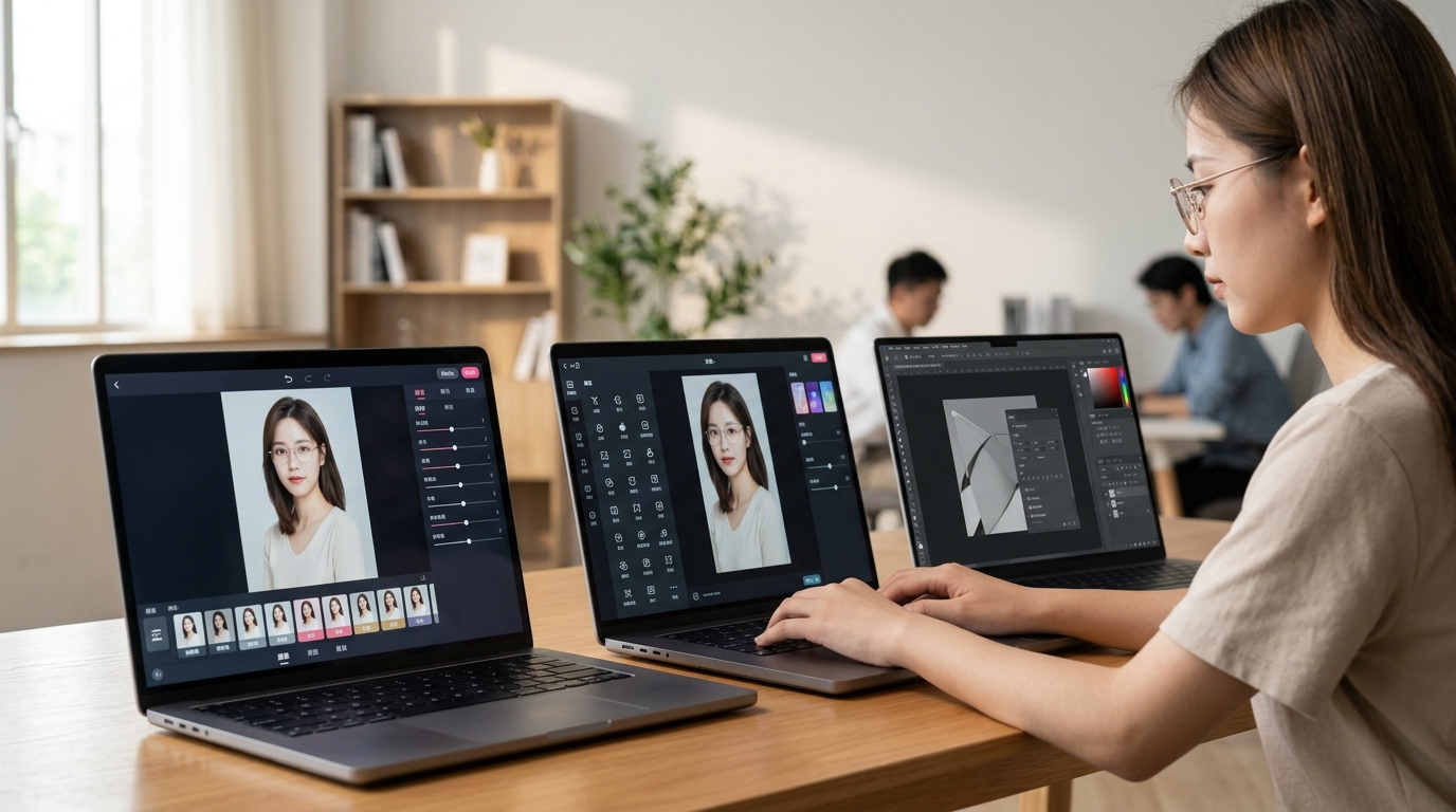 美图秀秀 醒图 Photoshop 三款修图工具功能对比