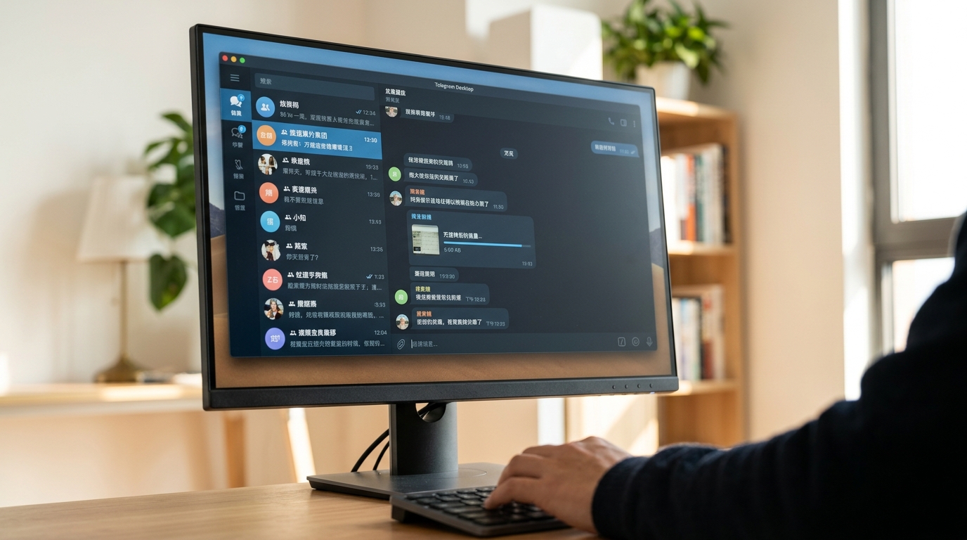 telegram电脑版桌面客户端在Windows系统上的实际运行界面