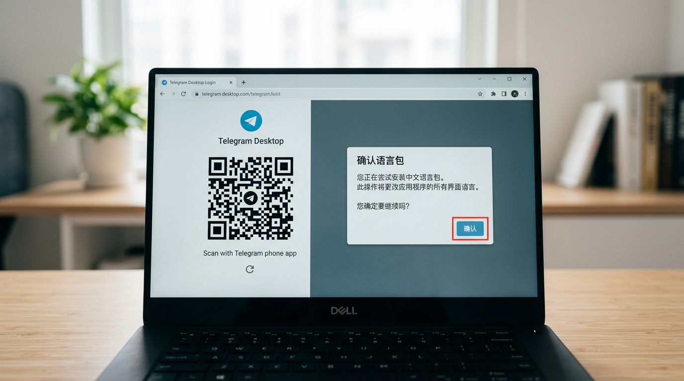 telegram电脑版下载后扫码登录与中文语言包设置界面