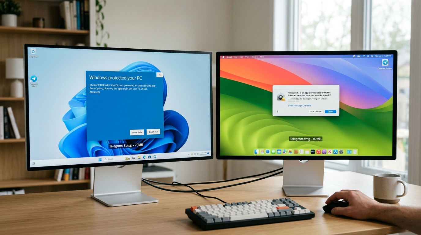 Windows与macOS的telegram电脑版下载步骤与安装权限提示对比