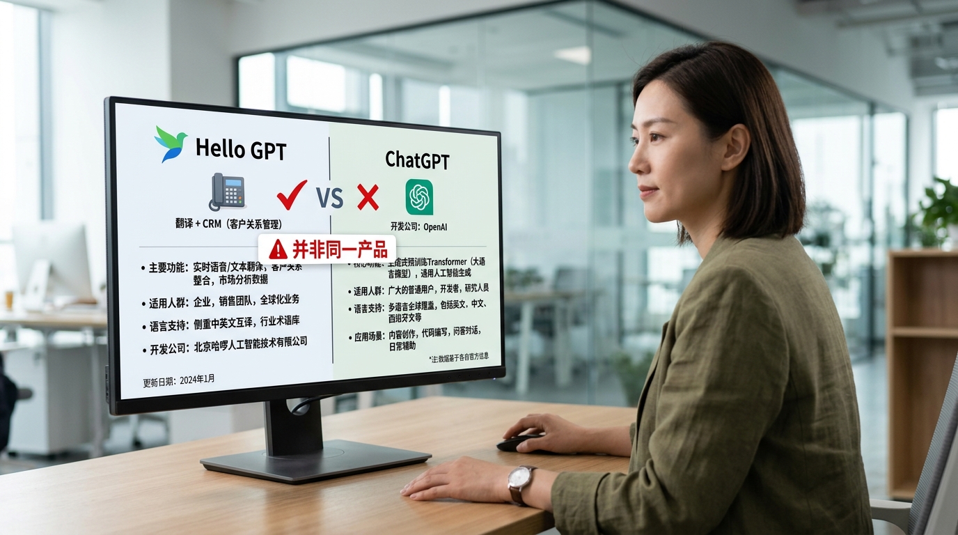 hello GPT下载前需区分的产品定位说明图