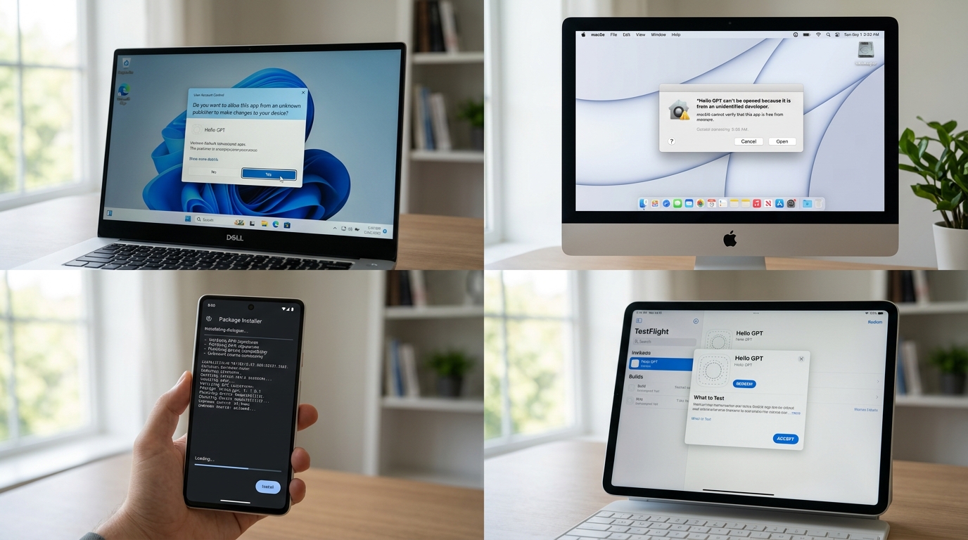 hello GPT下载 Windows Mac 安卓 iOS 四平台安装步骤示意图
