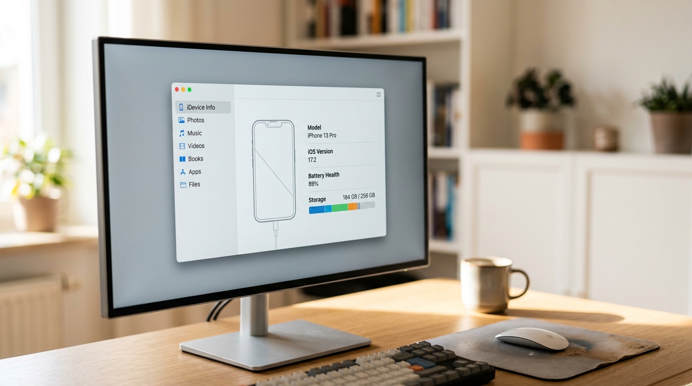 爱思助手下载后连接iPhone显示设备信息的主界面