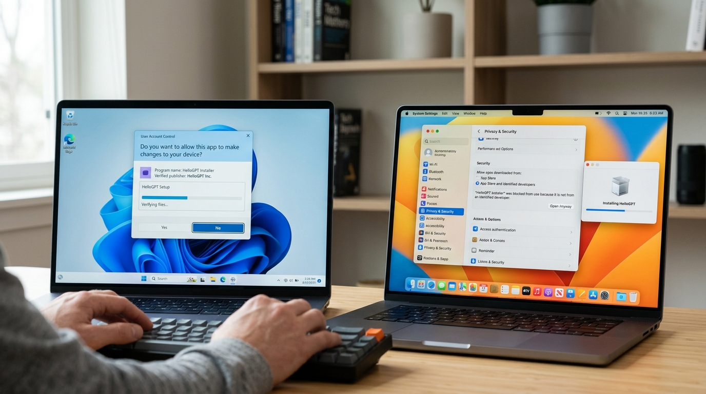 hello GPT电脑版下载后Windows与macOS安装流程对比图