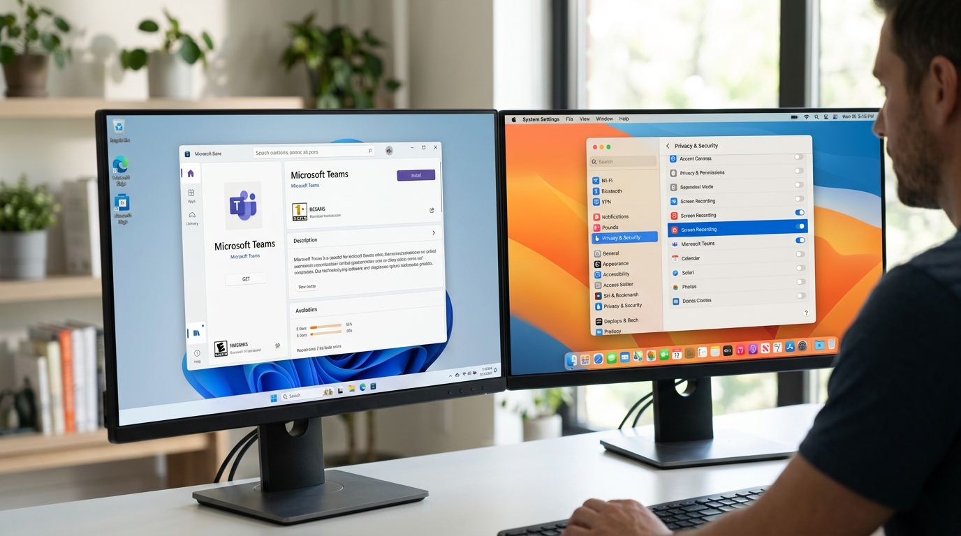 Teams电脑版下载后在Windows与macOS的安装步骤与权限设置界面对比