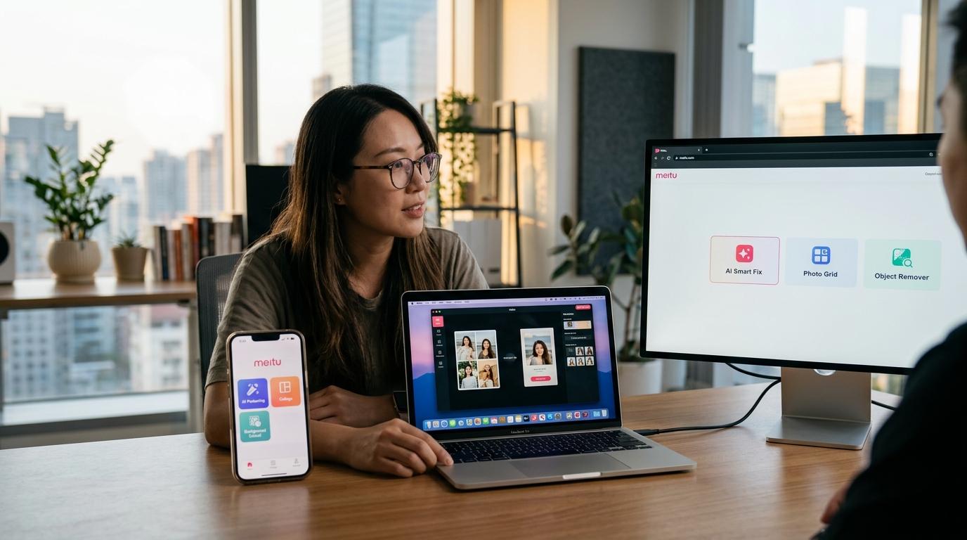 美图秀秀手机PC网页三端产品形态对比