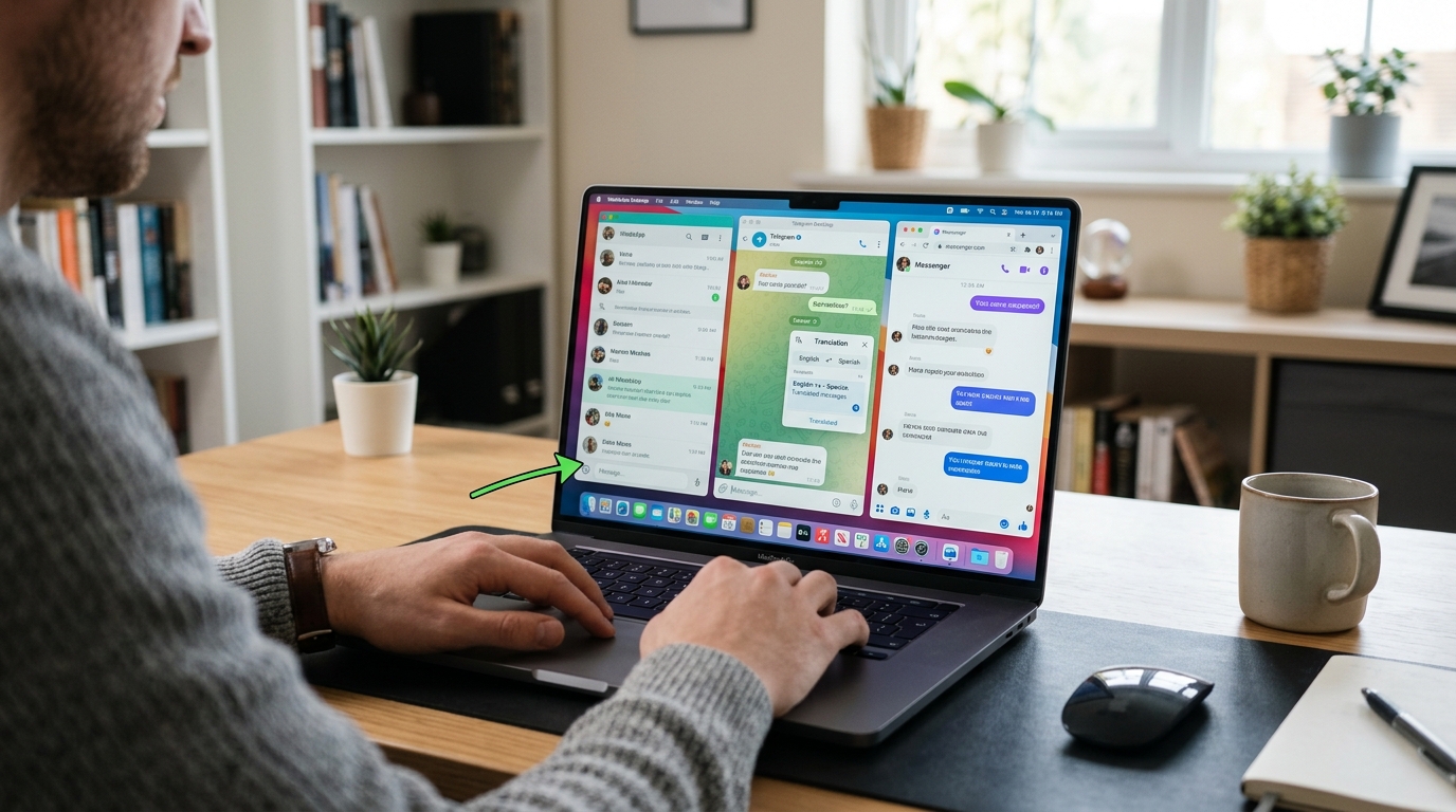 helloword翻译器接入WhatsApp Telegram Messenger桌面端操作示意