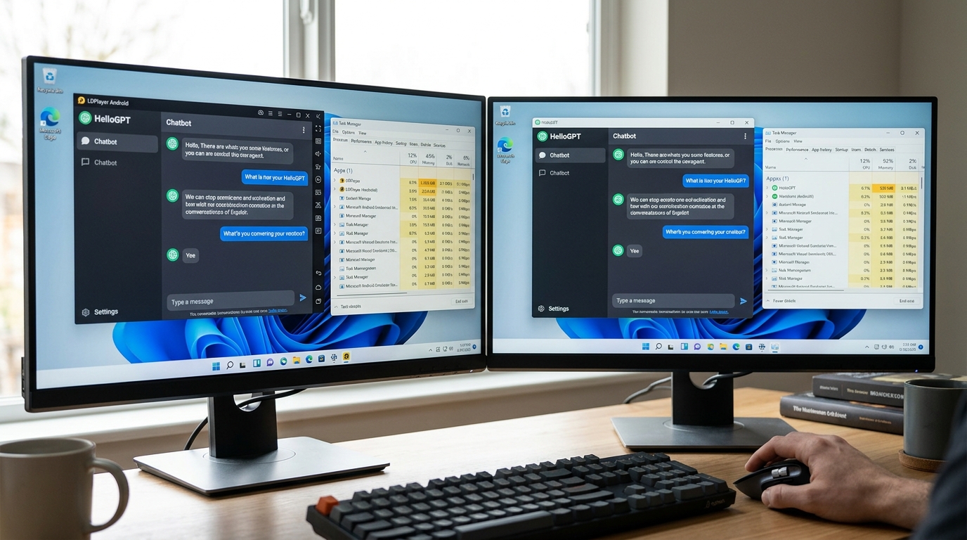 helloGPT电脑版Windows原生与雷电模拟器资源占用实测对比