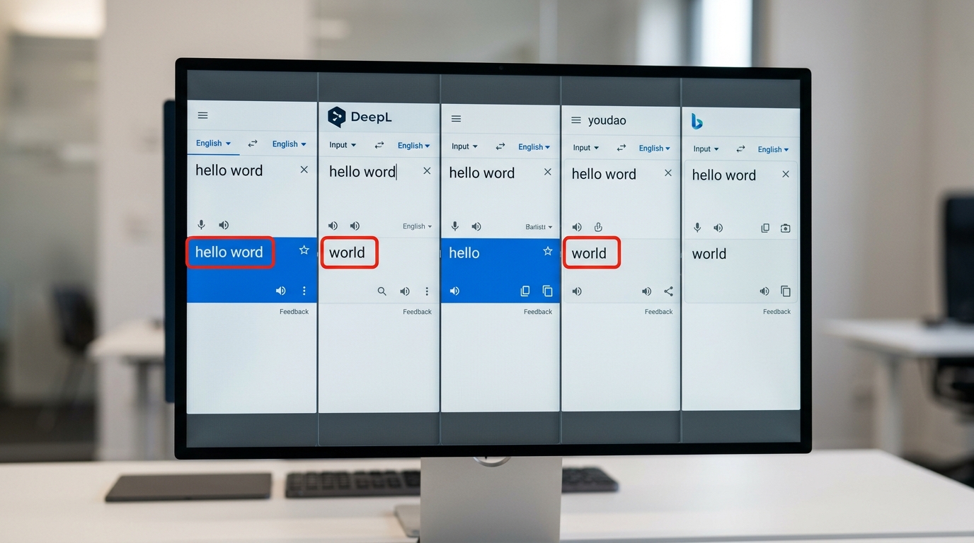 hello word 翻译器五款工具实测对比截图