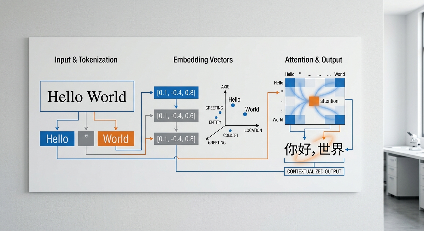 hello word 翻译器神经机器翻译三步骤原理图