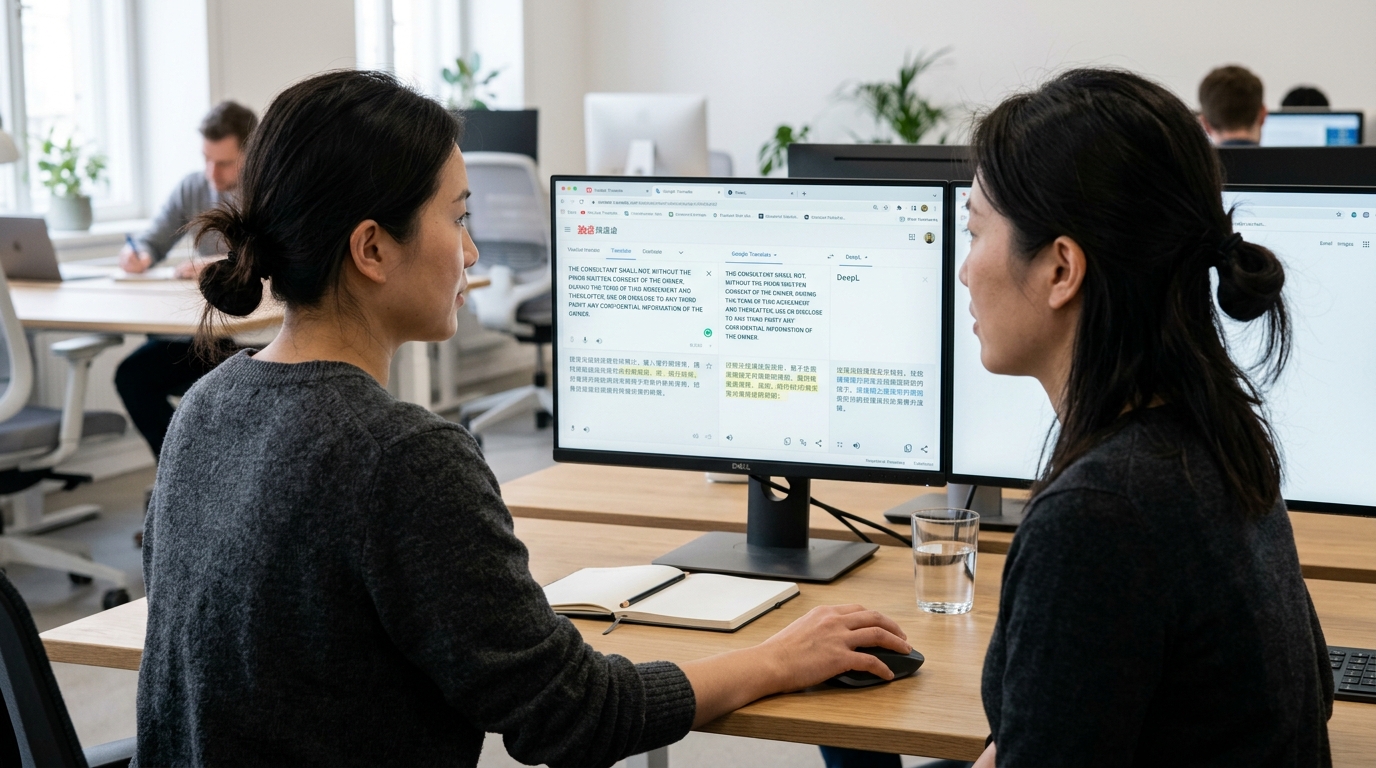 有道翻译与谷歌 DeepL 中英翻译质量实测对比截图