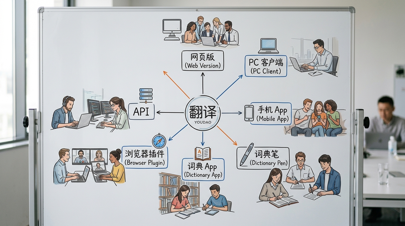 有道翻译产品矩阵7种形态与对应用户人群图