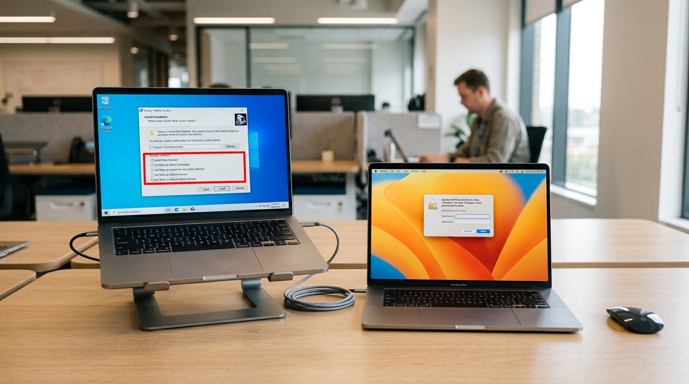 美图秀秀下载Windows与macOS安装界面取消捆绑勾选示意