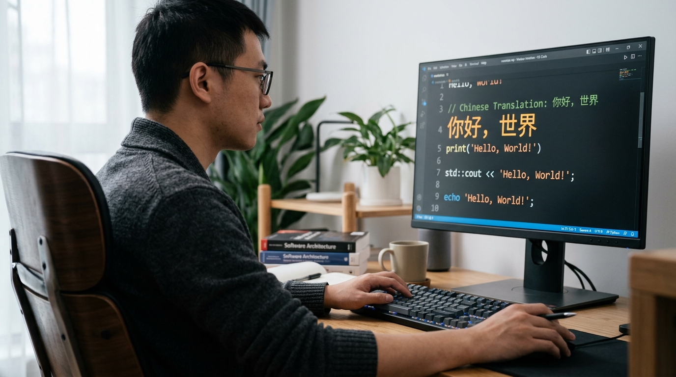 helloword翻译为你好世界的示意图