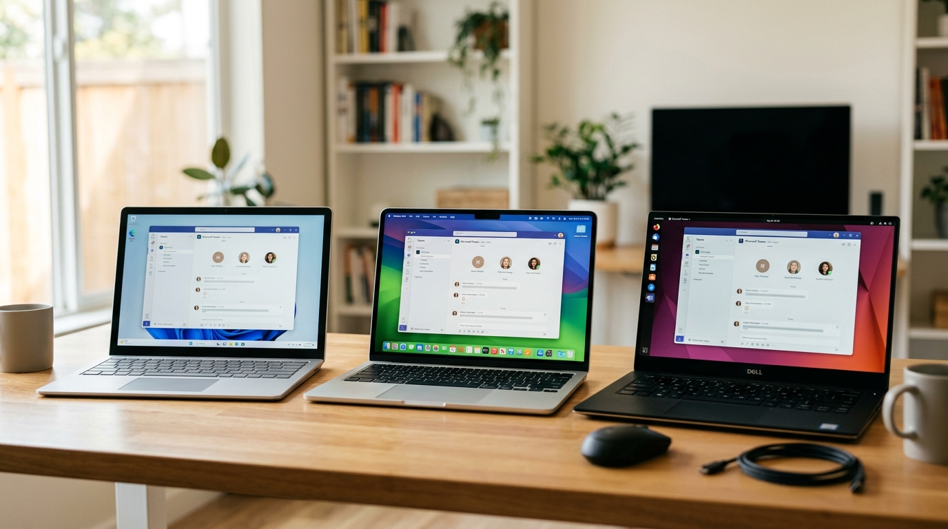 Teams电脑版在Windows、macOS和Linux三大操作系统上的运行界面对比