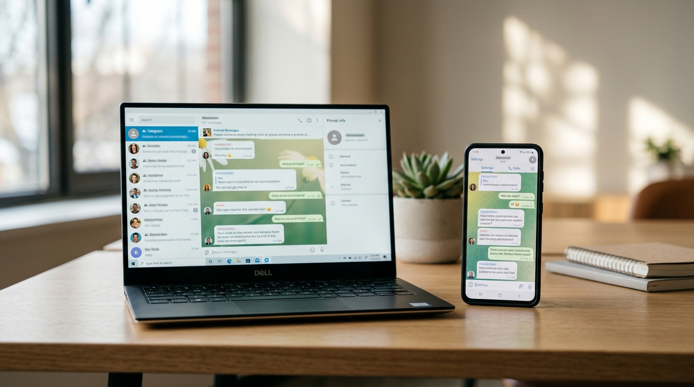 telegram电脑版与手机版界面对比示意图