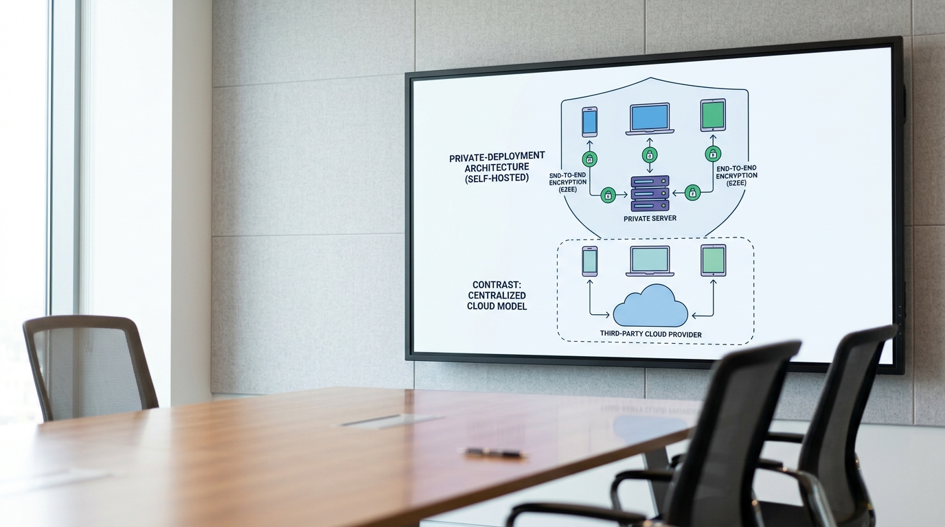 SafeW安全加密聊天软件私有部署架构与核心定位示意图