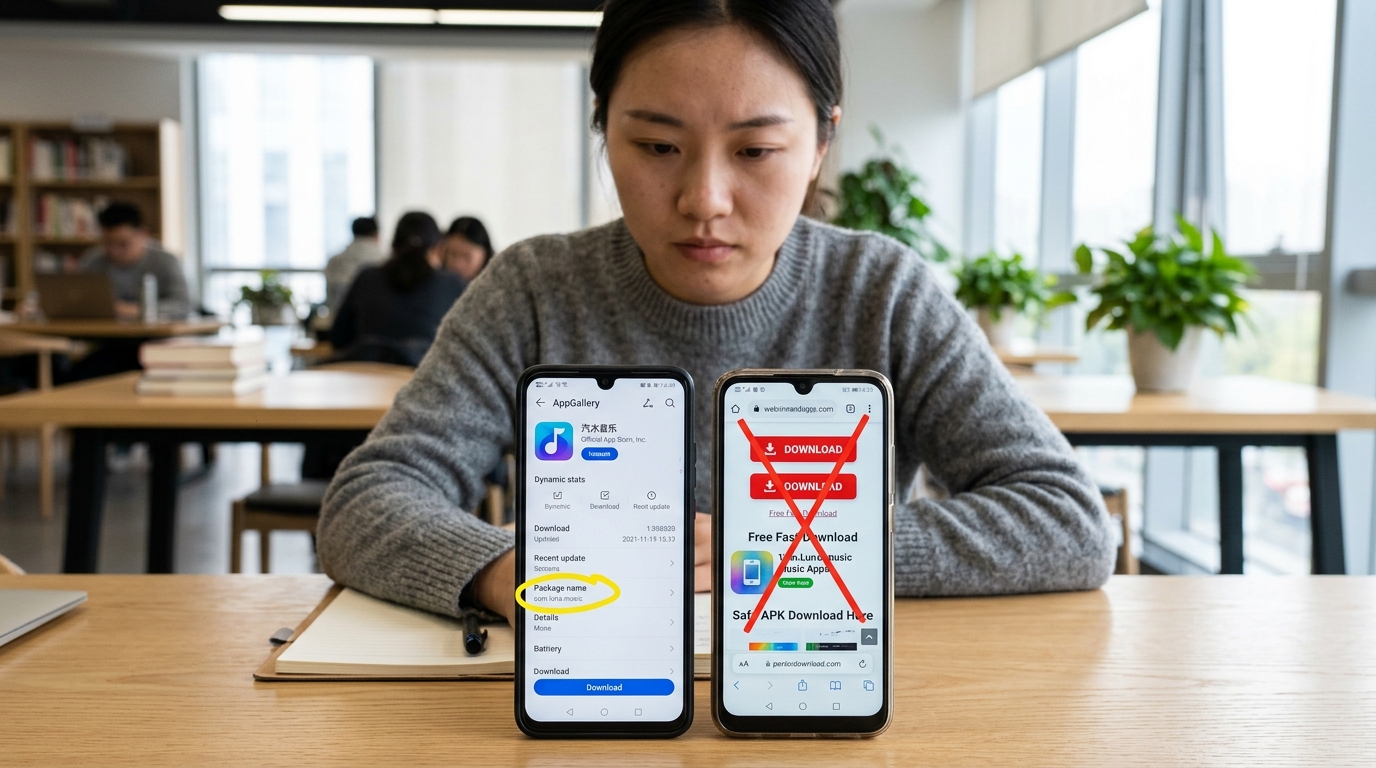 汽水音乐下载官方包名com.luna.music真假辨别对比